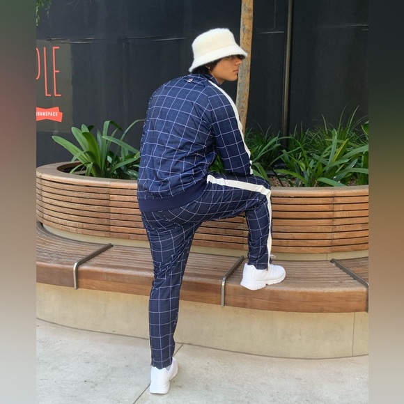 Men's Fila Navy | Teal | White Plaid Casual Outfit Set Tracksuits NWT - Picture 2 of 9